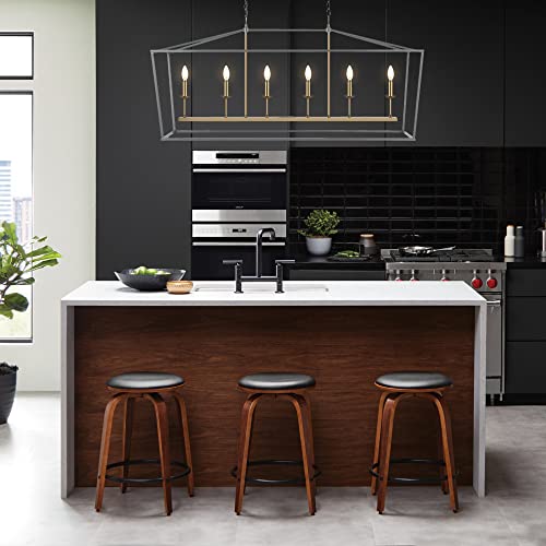 Image of JONATHAN Y Pagoda 6-Light Pendant 49 inch Cage, Gray