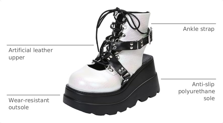 Image of Ulalaza Women Mary Jane Dress Pumps Lolita Shoes Cute Platform Gothic Double Ankle Strap Round Toe Chunky Heel Uniform Pumps Shoes Perfect for School Party Business Work Dance Date Night Club