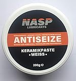 NASP Keramikpaste weiß ist absolut Metall-Frei. Es enthält keine Mineralöle, keine Seifen, kein Wachs. Bleibt wirksam bis zu Temperaturen über 1950°C. und bei Kälteeinwirkung bis minus –150°C