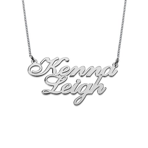 925 Sterling Silver Personalized Stackable Names Necklace Pendant Custom Made with 2 Names