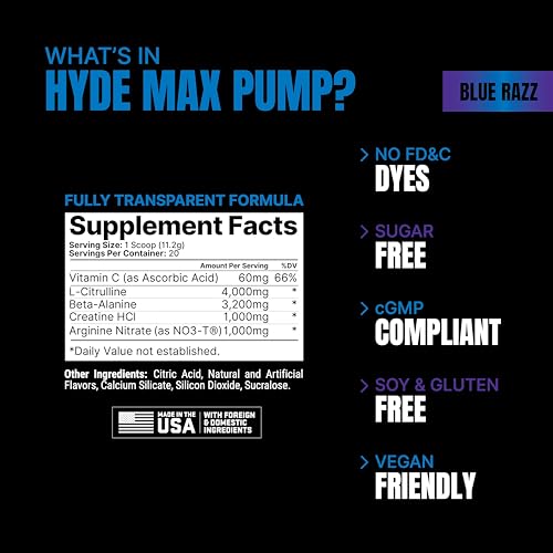 Prosupps 810034812117 Hyde Max Pump Pre Workout For Men And Women - Nitric Oxide Supplement thumb #5