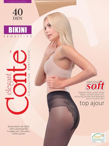 Conte Women's High Waist Compression Pantyhose Tights 40 Den With Control Top - Active