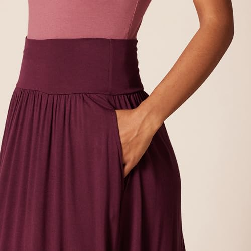 Amazon Essentials Damen Midirock aus Jersey zum Hineinschlüpfen, 66,0cm Länge, Burgunderrot, L