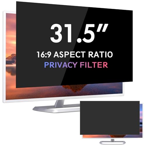 FILMEXT 31.5 inch Computer Privacy Screen Filter for 16:9 Widescreen Monitor, Removable 31.5 in Anti Blue Light Anti Glare Anti Spy Privacy Filter Shield-(27 7/16×15 7/16)