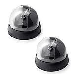 Fake-Security-CameraFuers-Simulation-Dummy-Hemisphere-Dome-Camera-IndoorOutdoor-Waterproof-with-Flashing-Red-LED-Light-and-CCTV-Warning-Sticker-for-Home-Business2-Pack