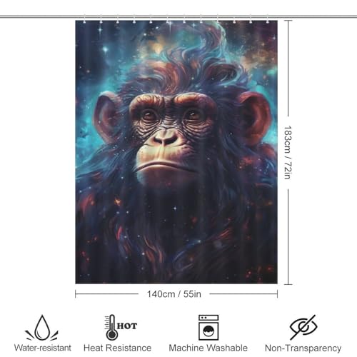Rideau de douche singe textile 140x183 rideau de bain lavable - 4