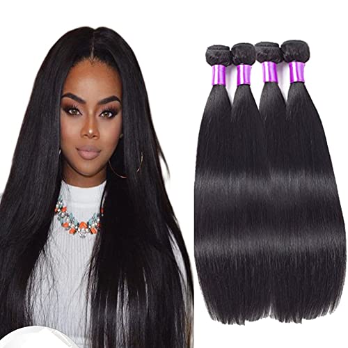 Forevermore Hair 9A Brazilian Virgin Straight Hair Human Hair Extensions 4 Bundles 100% Unprocessed (12 14 16 18)