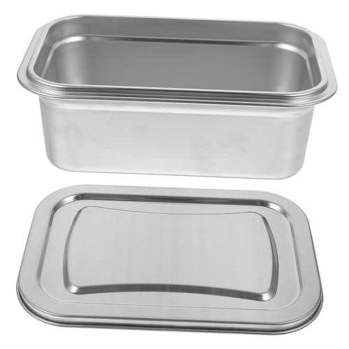 Mipcase Caja de Almacenamiento para Helado de Acero Inoxidable con Tapa Contenedor Pequeño para Congelador de Recipiente Multifuncional para Conservación y Uso Doméstico