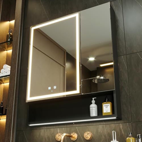 KWW LED Illuminato Bagno Medicine Cabinet con Specchio, Temperatura di Colore Regolabile, Luci...