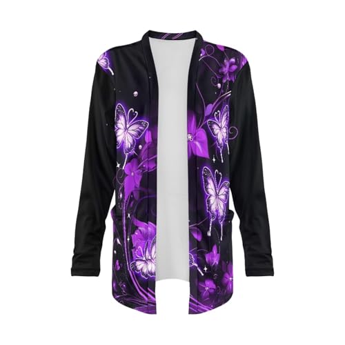 Xpyeesfuen Butterfly Women's Long Sleeve Cardigan with Pockets Casual Lightweight Trendy Cardigans for Women Fall Winter Coat Jacket Fits Layering in Autumn