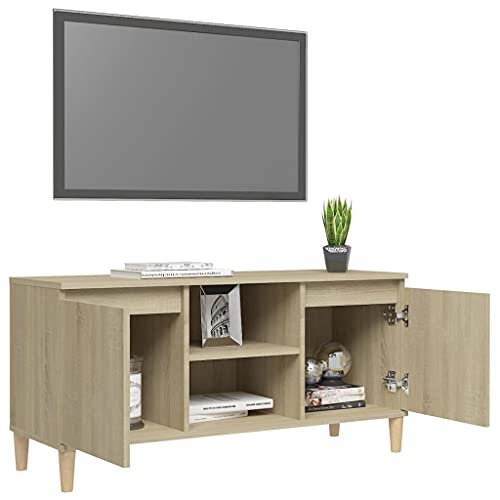 vidaXL Mueble de TV Patas Soporte Mobiliario Aparador Estante Salón Sala de Estar Dormitorio Decoración Roble Sonoma 103,5x35x50cm Madera Maciza - imagen 5