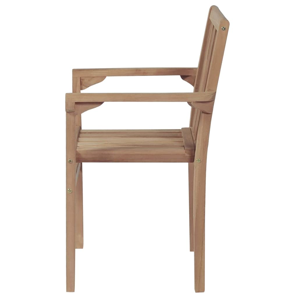vidaXL 2X Madera Maciza Teca Sillas Apilables Asiento Mueble Mobiliario Jardín Patio al Aire Libre Terraza Balcón Banco Sofá Restaurante