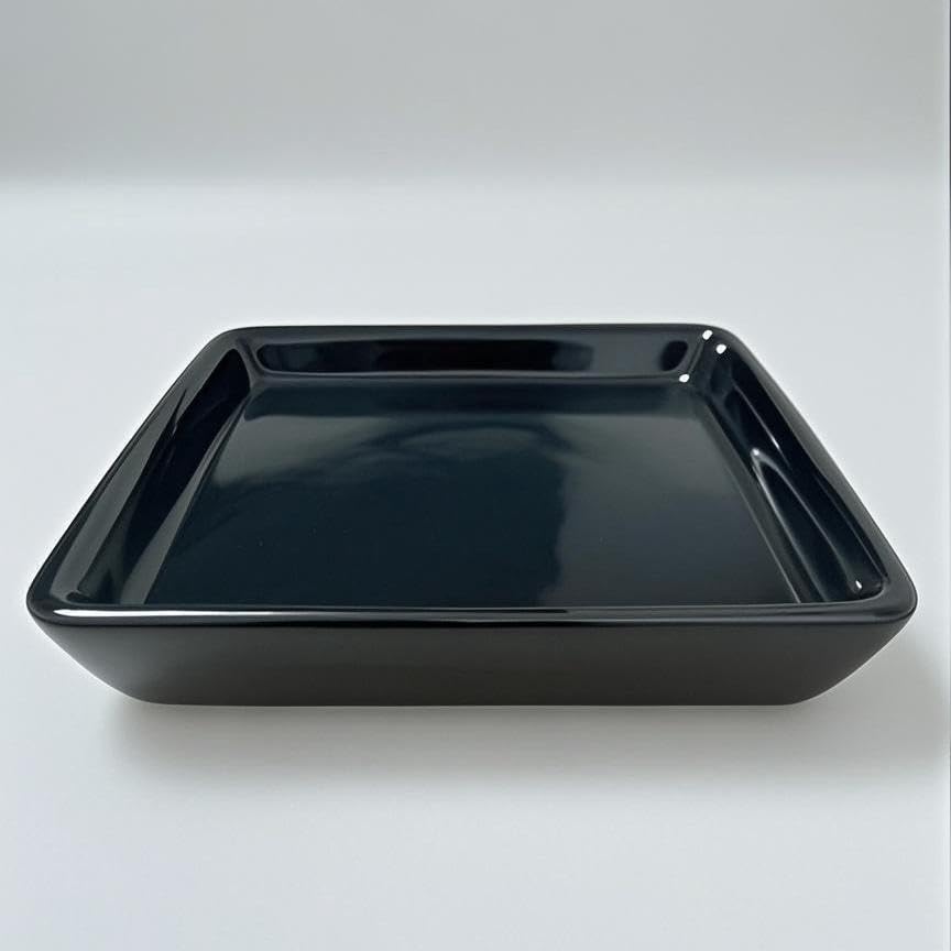 Square Plant Saucer 14 Inch 1 Pack?Plant Trays for Pots, Black Ceramic Plant Saucers for Indoors Outdoors, Plant Drip Tray 4 6 8 10 12 14 Inch 14"(1pack) Black