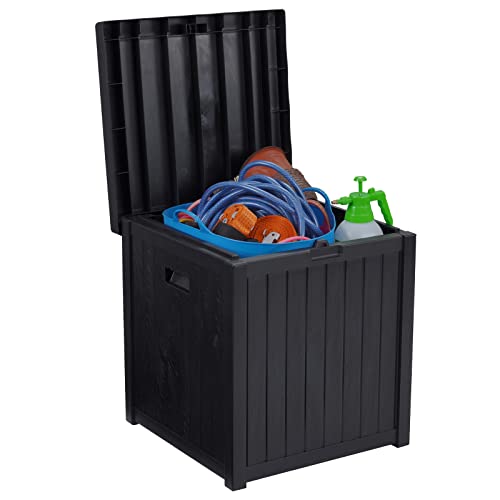 Qily Outside Storage Box Waterproof, Outdoor Cushion Storage Small Deck Box Resin Durable, 51 Gallon Patio Storage Box With Seat For Furniture, Garden Tools And Toys Storage, Easy To Assemble (Black) #TOP6