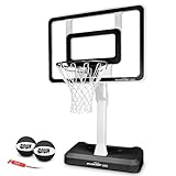GoSports Splash Hoop Legend Pool Basketball Hoop Game with Water Weighted Base, Adjustable Height, and Regulation Steel Rim - Black