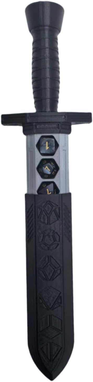 Dagger Dice Holder Box Dice Tower Dungeons and Dragons RPG Tabletop Roleplaying Game Jail D&D (Random 7PCS D20 Dice Set Included) Black