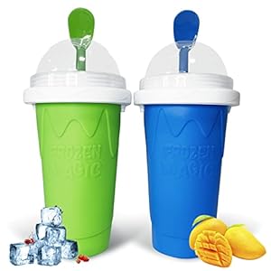 2 Pcs Slushie Maker Cup, Slushie Maker Magic Squeeze Cup Double Layer Squeeze Cup, Homemade Milkshake Maker Cooling Cup DIY for Family