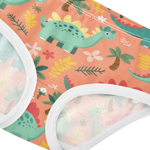 Wusikd Cute Dinosaurs Girls' Underwear Cotton Palm Trees Flowers Girls Briefs Soft Toddler Underwear 2T4