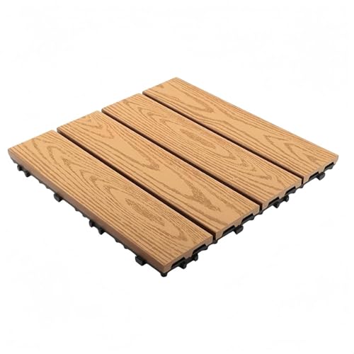 SSZY ウッドデッキ 11枚 約1m2 ウッドデッキ ジョイントDIYフローリング 庭 ベランダ バルコニー タイル 屋外バルコニー接合床自己舗装 組み立てが簡単 テラス庭防水防腐 木製プラスチック床 滑り止め ベランダ 床 ガーデン ジョイント 人工木