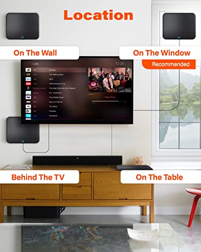 Image of Amplified HD Digital TV Antenna Long 200 Miles Range - Support 4K 1080p Fire tv Stick and All TV's - Indoor Smart Switch Amplifier Signal Booster - 18ft HDTV Cable /AC Adapter