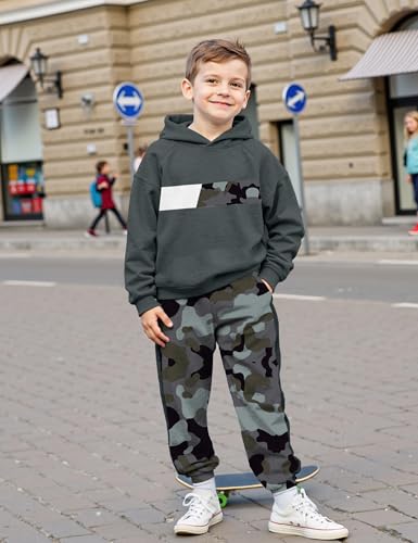 Image of Boys Clothes Boy Outfits 2-Piece Long Sleeve Hoodie and Camouflage Pants Boys Fall Winter Clothes for 6-16 Years