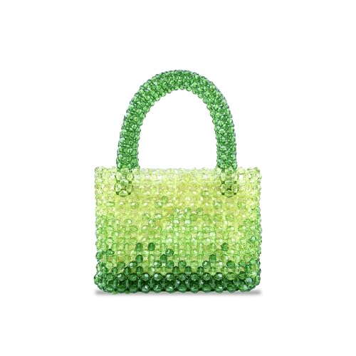 Bolso tote transparente con cuentas verdes degradadas