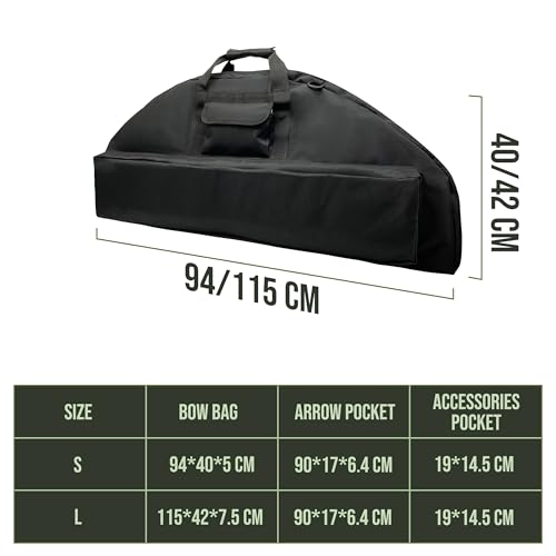 Alephnull Compoundbogen Tasche mit Pfeiltasche Bogentasche Compoundbogen Köcher für Pfeil und Bogen Bogenrucksack Soft Waffentasche Range Bag Recurvebogen Tasche für Jagd Schießen (Schwarz CP, L)