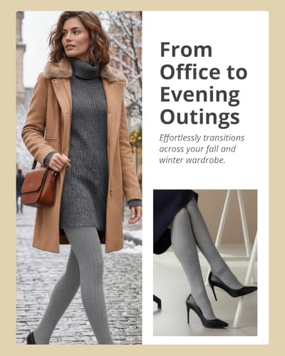 Image of MeMoi Portland Cable Knit Sweater Tights, Warm Opaque Winter Tights