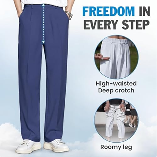 Fleurosta Stretch Waist Ice Silk Pants, Easemotions - Super Stretch Ice Silk Comfort Dress Pant Mens, Slim Fit Trousers4