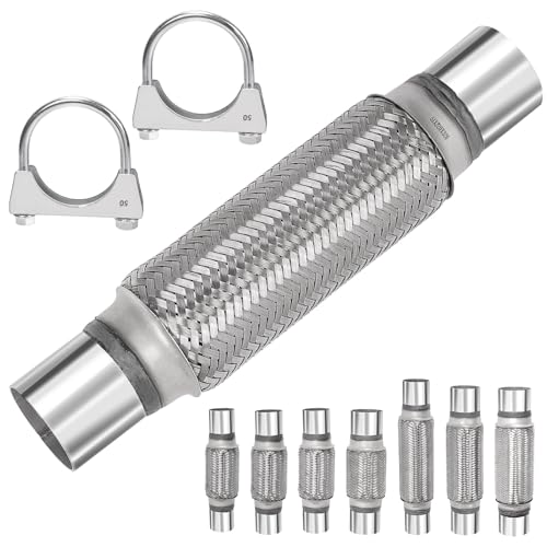 Mardatt Lot de 3 tuyaux d'échappement flexibles en acier inoxydable Heavy Duty Double Braid Tuyau d'échappement Flex Tube d'échappement Flex Pince en acier...