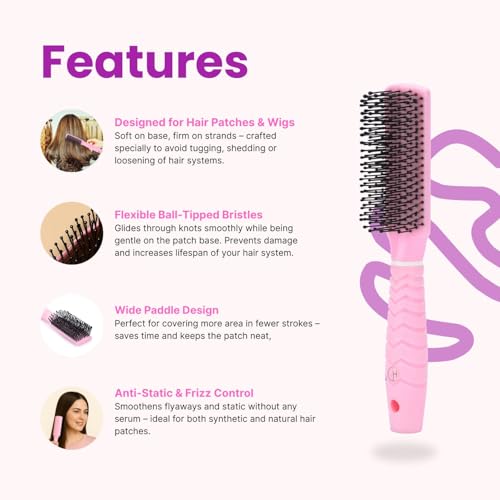 Image of Ultra Hold Flat Hair Brush - Flat Hair Brush with Strong & flexible nylon bristles, having Anti-static ball tips - For Grooming And Volumising - Gentle Detangling & Styling Hairbrush for Women & Men