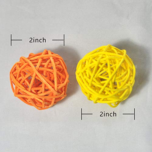 Simoutal 16Pcs 2" Mix-Color Decorative Wicker Rattan Balls, Ornament For Bowl Filling, Vase Orbs Fillers, X-Mas, Wedding, Party, Home Decor (5Cm,Orange-Yellow) #TOP3