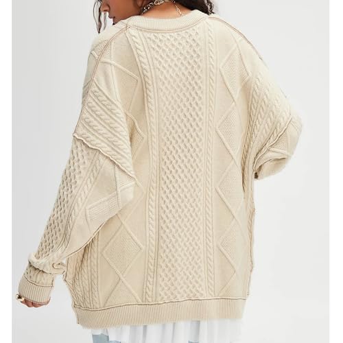 Women Cable Knit Sweaters Cardigan Oversized Chunky Cardigans Button Down Outerwear Long Sleeve Coats Trendy Clothes2