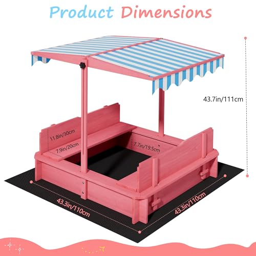 Sandbox with Lid and Canopy, Wood Kids Sandbox - image 2