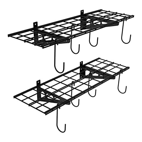 FLEXIMOUNTS Garage Wall Shelving, 2-Pack 1x3 ft, Includes 8 Bike Hooks, Wall Shelf Garage Organization System w/Bike Hangers, Garage Storage Rack, Floating Shelves, 300 lbs Weight Capacity Cover