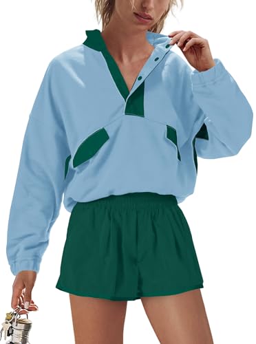 Nirovien Womens Workout Sets Athletic Short Sweat Set Activewear 2 Piece Outfits Pullover Sweatshirt and Shorts