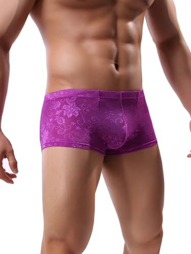 Summer Code Men's Lace Boxer Briefs Sheer Breathable Trunk Underwear Mesh Bulge Enhancing Pouch Underwear Soft Underpants3