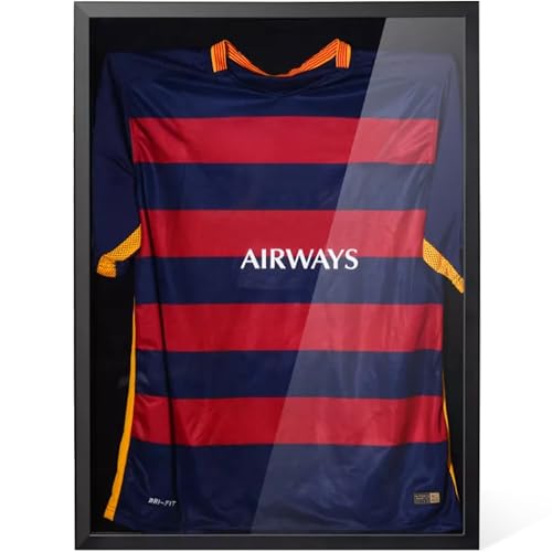 Avalo Marco - Marco de Fútbol - Marco 3D Box - 60x80CM - Negro - Marco Profundo - Camisa Enmarcada En Marco De Fotos