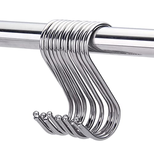 Yesmin 10 Pack in S Shaped Hooks Hanging Hooks Hangers for Bathroom Bedroom, Office and Kitchen(Silver & Large) - Image 4