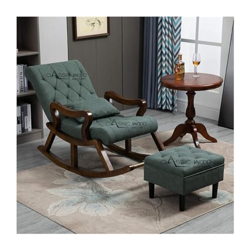 Image of CLASSIC WOOD & CRAFT Wooden Rocking Chair with Sheesham Wood, Rolling and Easy Seating (Model-B-9)