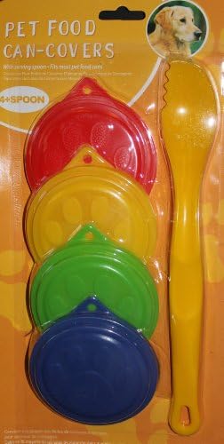 4 Pet Food Can Covers 3.14 In. + 1 Spoon by Pet Supplies