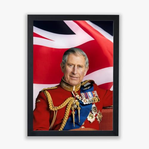 Affiche encadrée King Charles III portrait commémoratif XL de bureau