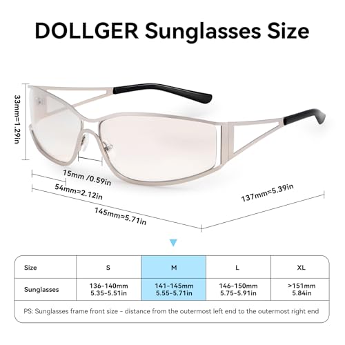Dollger Y2k Sunglasses for Women Trendy Y2K Glasses Metal Wrap Around Retro 2000S Sunglasses3