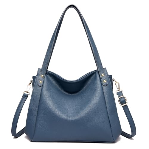 Grand sac fourre-tout pour femme sac à main de travail bleu multi-poches