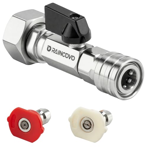 Raincovo Garden Hose Shut Off Valve to Pressure Washer Adapter 3/4 GHT to 1/4 Quick Connect Convert Water Hose into Power Washer Nozzle Tips Car Washing Nozzle & Hose Attachment