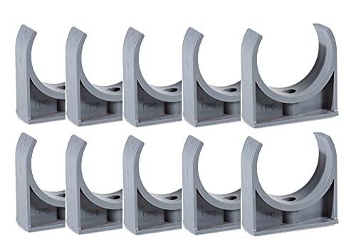 EXCOLO PVC Rohr und Rohrverbinder Ø 50 mm Winkel Kniestück Muffen T-Stück Kappen Fittings (10 x Wandhalter) Cover