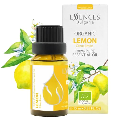 Essences Bulgaria Huile Essentielle De Citron Bio 15 ml | Citrus Limon | 100% Pure | Naturelle | Non Diluée | Qualité Thérapeutique | Aromathérapie | Cosmétiques | Non Testée Sur Les Animaux |Sans OGM