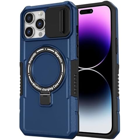 THMEIRA for Phone 14 Pro Max Case with Camera Slide Cover [Compatible with Mag] [Built-in Magnetic Ring Kickstand] Military Grade Heavy Duty Case for Phone 14 Pro Max 6.7'', Blue Cover