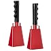 Cowbell with Handle - 2-Pack Cow Bell Noismakers, Loud Call Bells for Cheers, Sports Games, Weddings, Farm, Red, 3 x 9.125 x 2 Inches