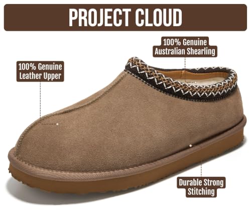 Image of Project Cloud Mens Slippers Genuine Leather Australian Shearling Slippers